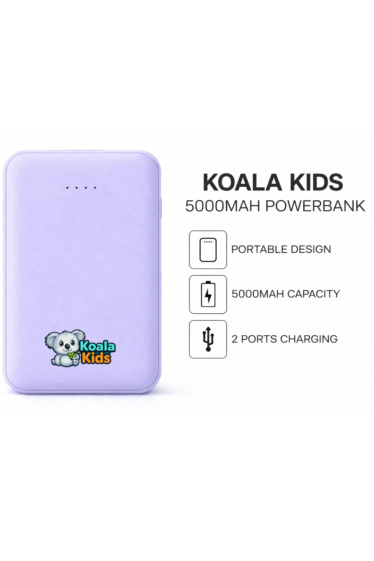 Purple power bank 5000mAH