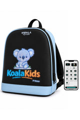 Black and light blue backpack with Koala Kids logo and remote control on a white background