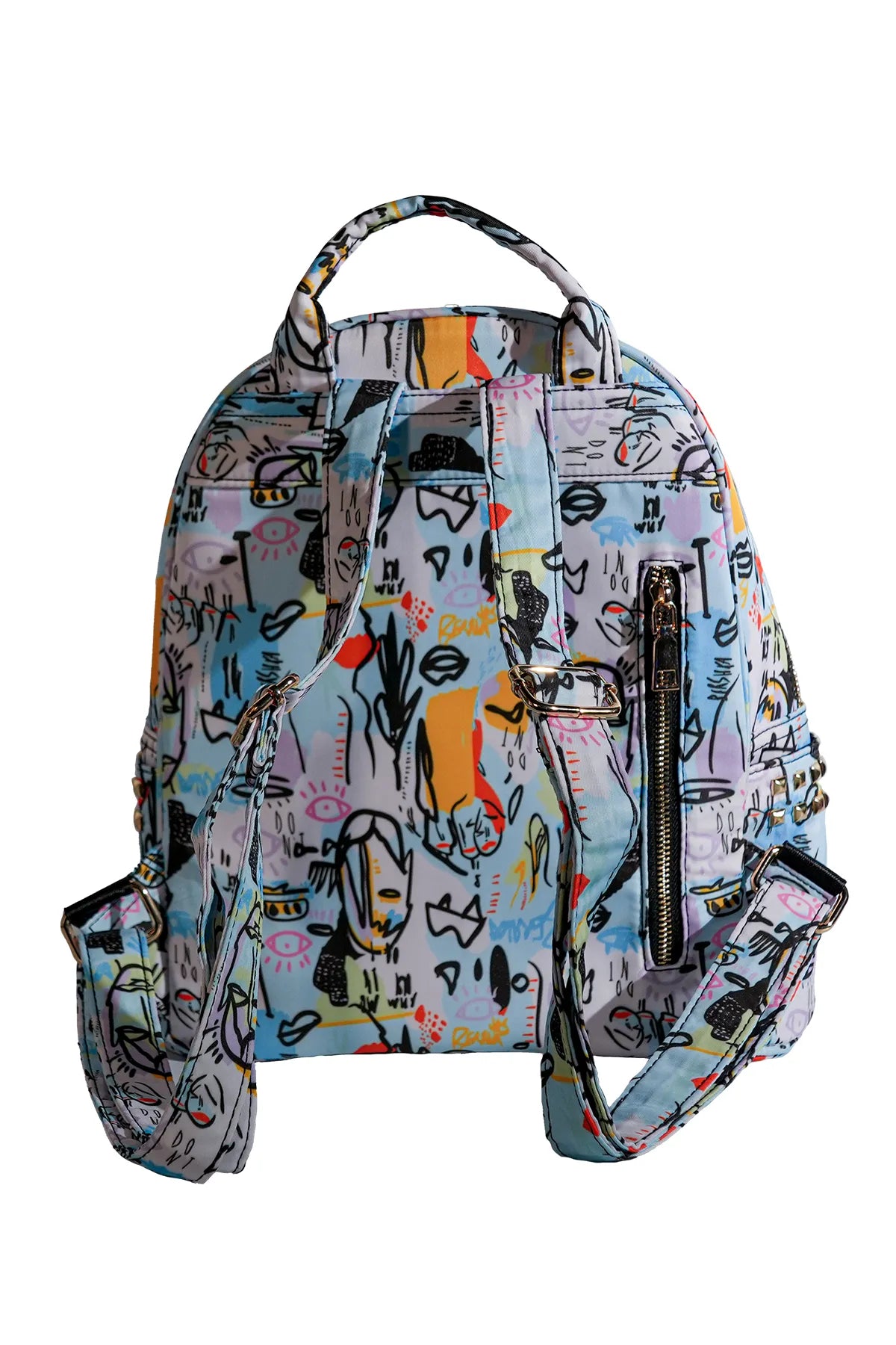 Graffiti LED Backpack Back View with Adjustable Straps and Zipper Pocket