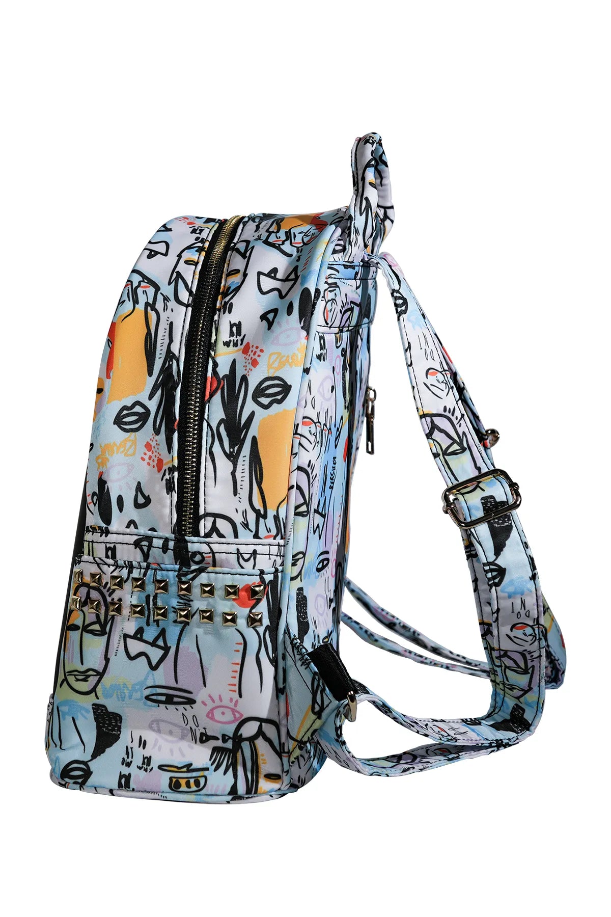 Graffiti Style Backpack Rear View with Secure Zipper Pocket and Adjustable Straps