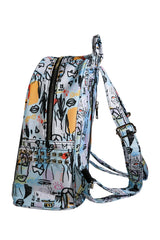 Graffiti Style Backpack Rear View with Secure Zipper Pocket and Adjustable Straps
