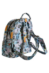 Graffiti Style LED Backpack Side View with Adjustable Shoulder Straps and Studded Pocket