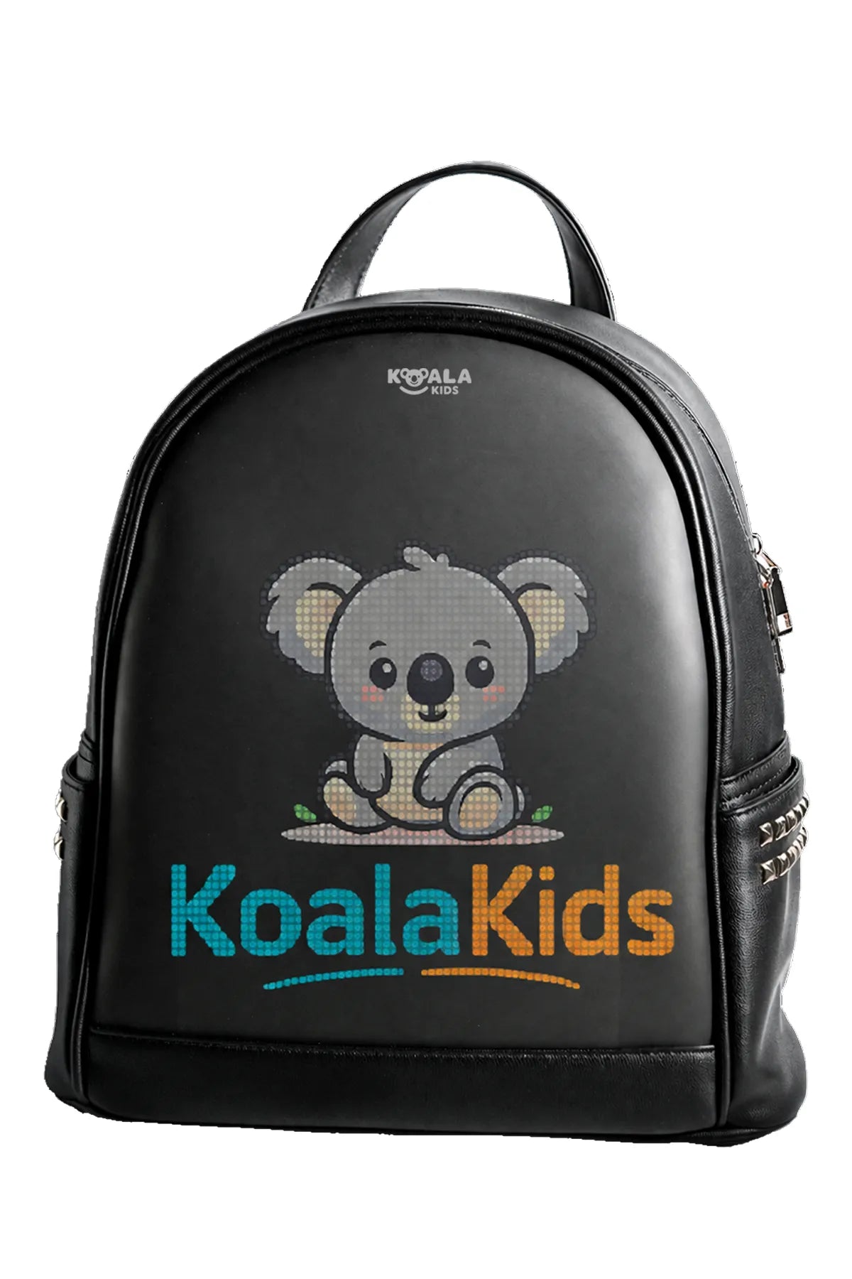Premium Black Leather LED Backpack with Customizable Digital Display Screen