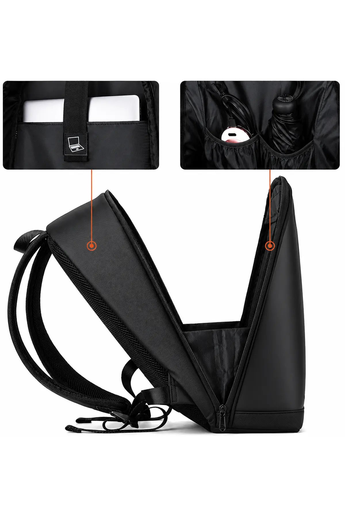 Smart LED Backpack Interior with Laptop Sleeve, Multiple Pockets and Large Storage Capacity