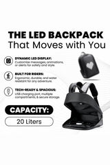 LED Motorcycle Backpack with 20 Liter Capacity, USB Charging Port, Dynamic LED Display and Spacious Storage