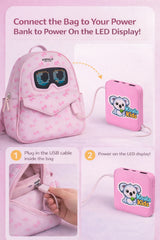 Pink Girls LED Backpack Connected to Power Bank for Programmable LED Display