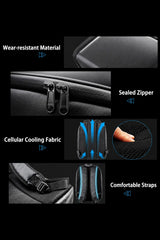 Water Resistant LED Motorcycle Backpack with Sealed Zipper, Breathable Back Panel and Comfortable Straps